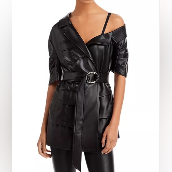 Cinq à Sept Katie Belted Faux Leather Minidress - Picture 3 of 12